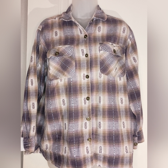 2 FOR $30 Cozy Comfort Plaid  ARIZONA JEAN CO Button-Up- (#1,165) - Picture 1 of 7